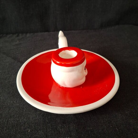 Vintage 1961 Holt Howard Ceramic Christmas Winking Santa Candle Holder MIJ - Picture 5 of 8